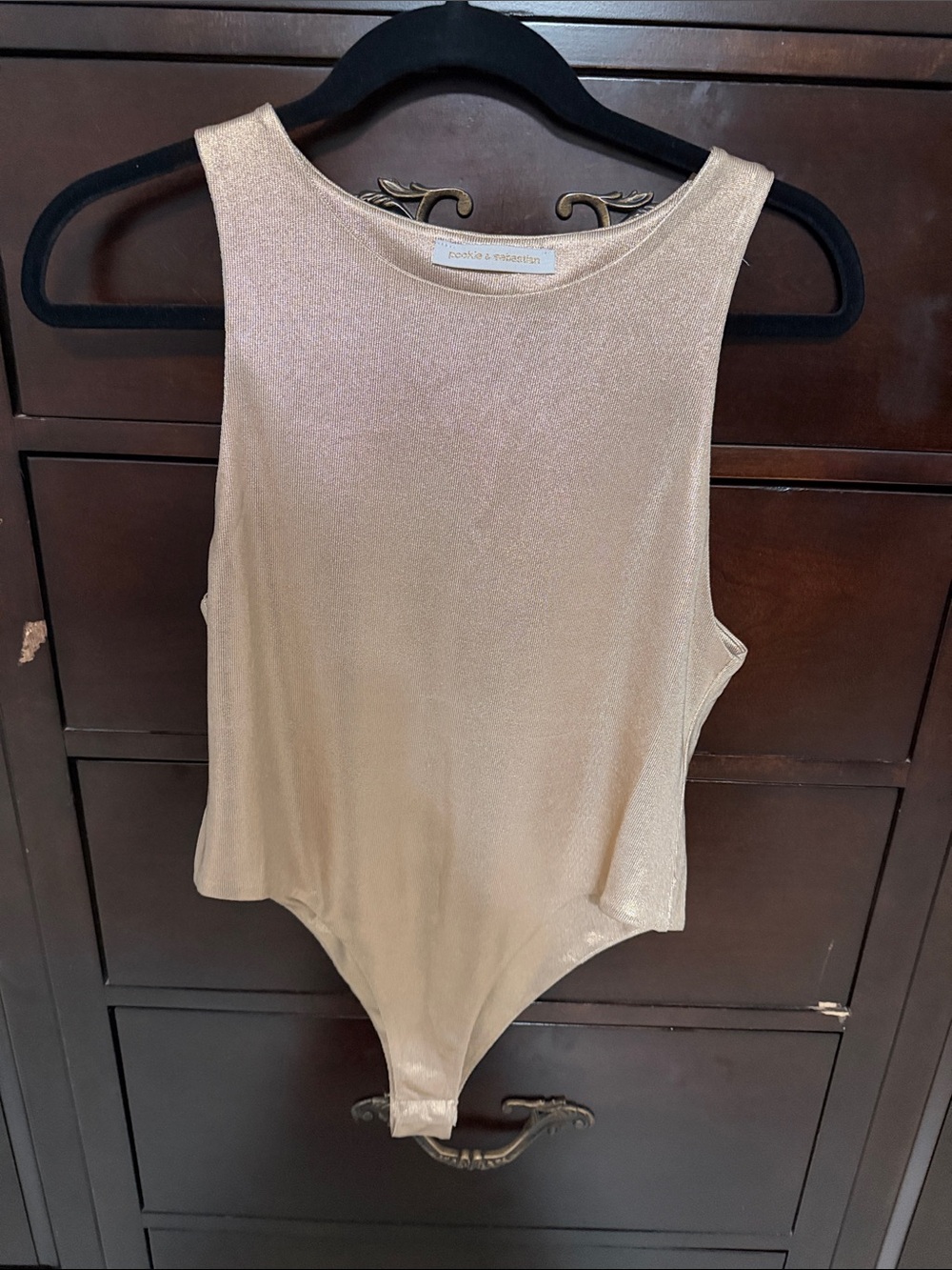 Womans Shimmery Gold Tank Bodysuit - Unbranded